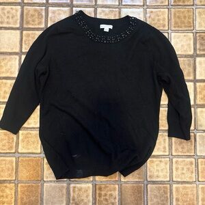 New York & Company Black Sweater with Beaded Detail